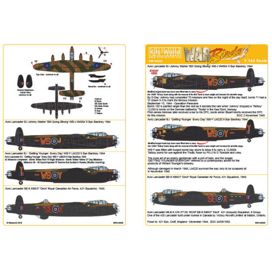 Kits World Kw144049 1/144 Decal For Avro Lancasters Accessories For Aircraft