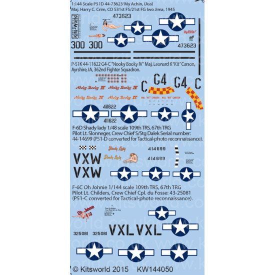 Kits World Kw144050 1/144 Decal For North American Mustang P-51 Accessories Kit Kits World Kw144050 1/144 Decal For North American Mustang P-51 Accessories Kit