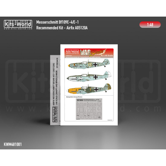 Kits World Kwm48-1001 1/48 Mask For Messerschmitt Bf109e-1/E-3/E-4 For Airfix