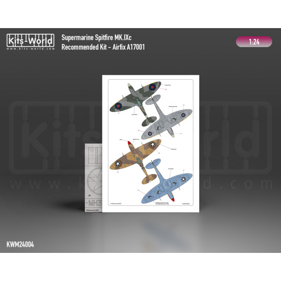 Kits World Kwm24004 1/24 Mask For Supermarine Spitfire Mk. Ixc For Airfix