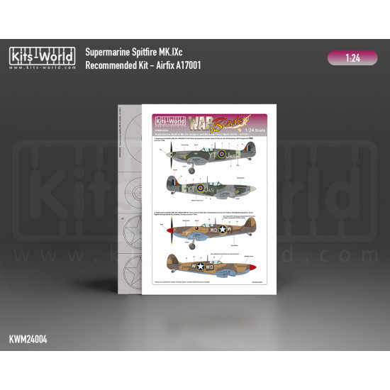 Kits World Kwm24004 1/24 Mask For Supermarine Spitfire Mk. Ixc For Airfix