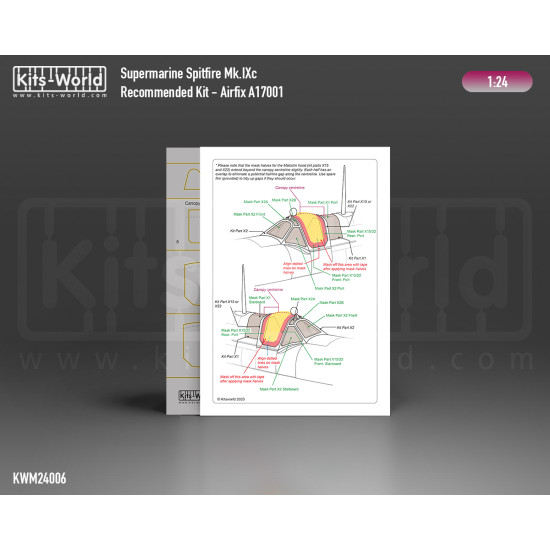 Kits World Kwm24006 1/24 Mask For Supermarine Spitfire Mk.ixc For Airfix A17001