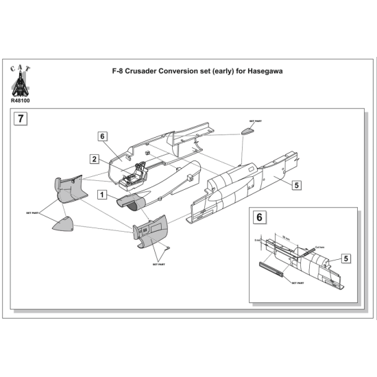 Cat4-r48100 1/48 F8 Crusader Conversion Set Early For Hasegawa