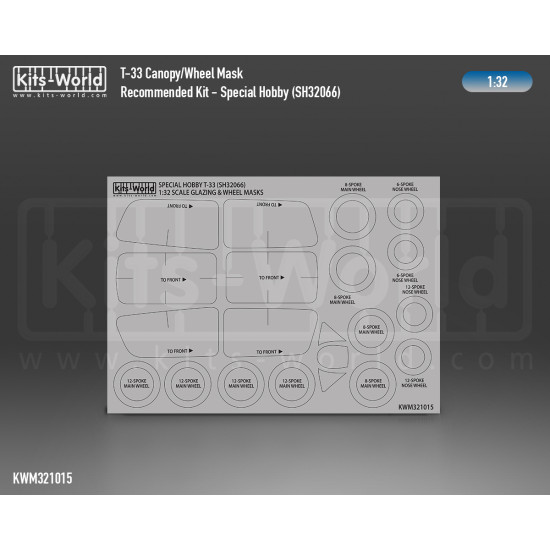 Kits World Kwm32-1015 1/32 Mask For T-33a Shooting Star Outside Canopy/Wheel For Special Hobby Sh32066