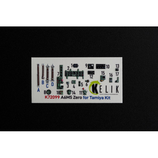 Kelik K72099 1/72 A6m5 Zero Interior 3d Decals For Tamiya Kit