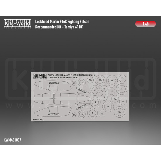 Kits World Kwm48-1007 1/48 Mask For Lockheed Martin F16c Fighting Falcon Canopy/Wheels Tamiya 61101