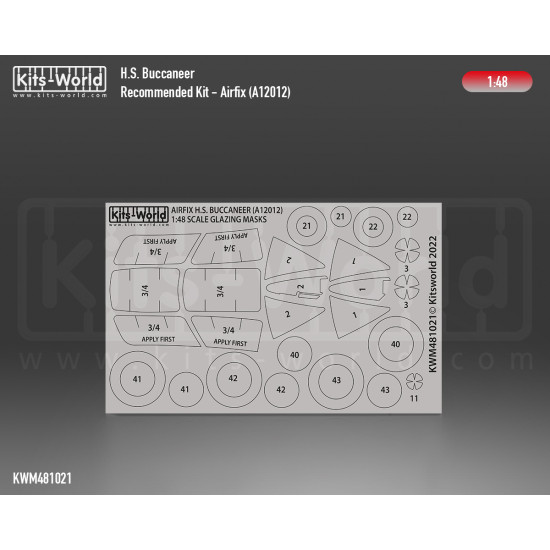 Kits World Kwm48-1021 1/48 Mask H.s. Blackburn Buccaneer Canopy/Wheel For Airfix A12012