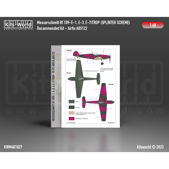 Kits World Kwm48-1024 1/48 Mask For Bell P-39 Airacobra Canopy/Wheel Hasegawa 09777