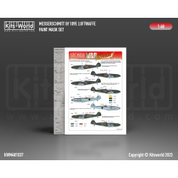Kits World Kwm48-1037 1/48 Mask And Decal Messerschmitt Bf109e-1 -3 -4 -7 Luftwaffe Part 1