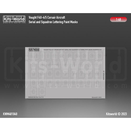 Kits World Kwm48-1040 1/48 Mask F4u-4/5 Corsair Serial And Squadron Lettering