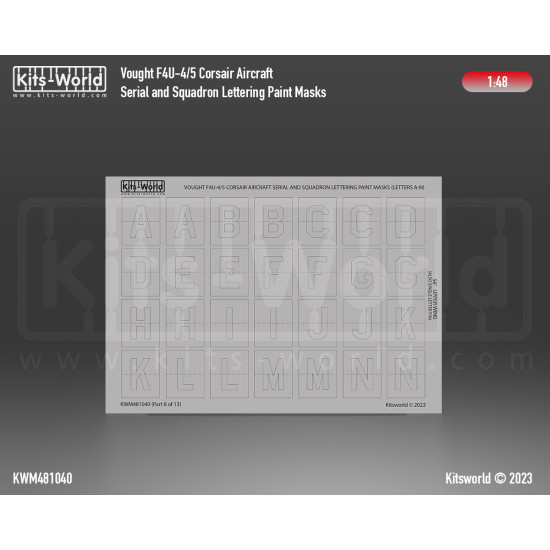 Kits World Kwm48-1040 1/48 Mask F4u-4/5 Corsair Serial And Squadron Lettering