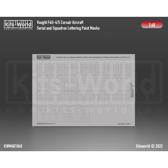 Kits World Kwm48-1040 1/48 Mask F4u-4/5 Corsair Serial And Squadron Lettering