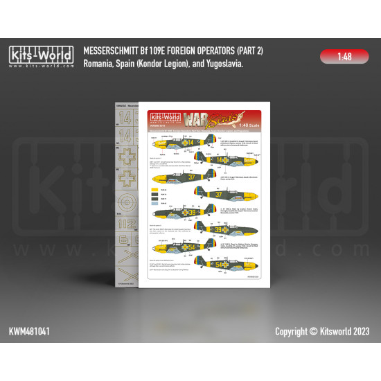 Kits World Kwm48-1041 1/48 Mask For Bf 109e Foreign Operators Part 2