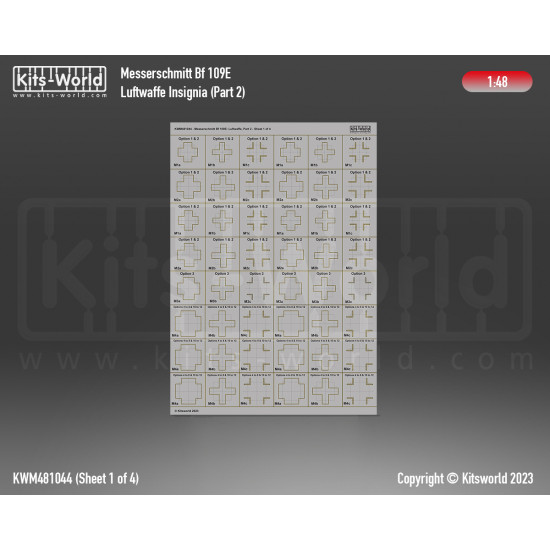 Kits World Kwm48-1044 1/48 Mask For Bf 109e Luftwaffe Insignia