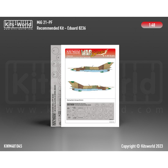 Kits World Kwm48-1045 1/48 Mask For Mig 21-pf Canopy/Wheel Mask For Eduard 8236