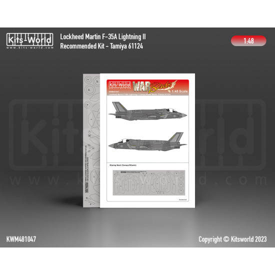 Kits World Kwm48-1047 1/48 Mask Lockheed Martin F-35a Lightning Ii Canopy/Wheel Tamiya 61124