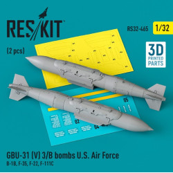 Reskit Rs32-0465 1/32 Gbu31 V 3b Bombs U.s. Air Force 2 Pcs B1b F35 F22 F111c 3d Printed