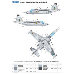 Foxbot Fm48-021 1/48 Masks For Sukhoi Su25 Blue 19 Ukranian Air Forces Light Pixel Camouflage For Oez Kp Revell Kits