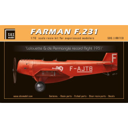 Sbs 703x 1/72 Farman F.231 Lalouette And De Permangle Record Flight 1931 Resin Kit