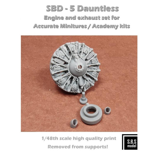 Sbs 48087 1/48 Sbd-5 Dauntless Engine And Exhaust Set For Academy/Am Resin Kit