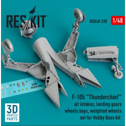 Reskit Rsu48-0338 1/48 370 F105 Thunderchief Air Intakes Landing Gears With Wheels Bays And Weighted Wheels Set For Hobby Boss Kit 3d Printed