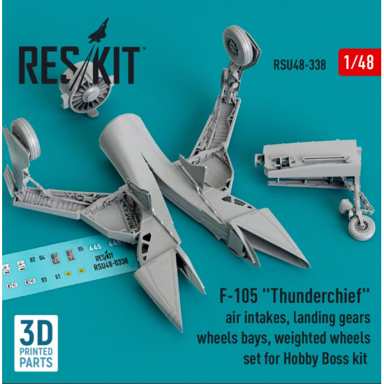 Reskit Rsu48-0338 1/48 370 F105 Thunderchief Air Intakes Landing Gears With Wheels Bays And Weighted Wheels Set For Hobby Boss Kit 3d Printed