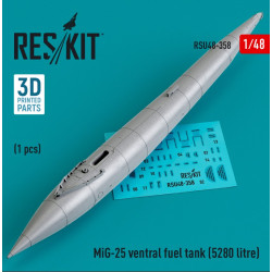 Reskit Rsu48-0358 1/48 Mig25 Ventral Fuel Tank 5280 Litre 3d Printed