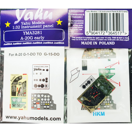 Yahu Model Yma3281 1/32 Instrument Panel A-20g Early Hkm Photo-etched