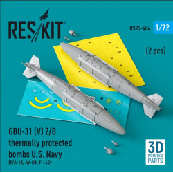 Reskit Rs72-0464 1/72 Gbu 31 V 2 B Thermally Protected Bombs U.s. Navy 2 Pcs F A18 Av 8b F14d