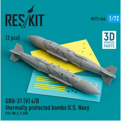 Reskit Rs72-0466 1/72 Gbu31 V 4b Thermally Protected Bombs U.s. Navy 2 Pcs Fa 18e F F35b 3d Printed