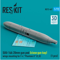 Reskit Rs72-0467 1/72 Suu 16a 20mm Gun Pod Close Gun Bay Wings Mounting For F4 Phantom Ii C D 1 Pcs 3d Printed