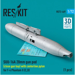 Reskit Rs72-0469 1/72 Suu16a 20mm Gun Pod Close Gun Bay With Centerline Pylon For F4 Phantom Ii Cd 1 Pcs 3d Printed