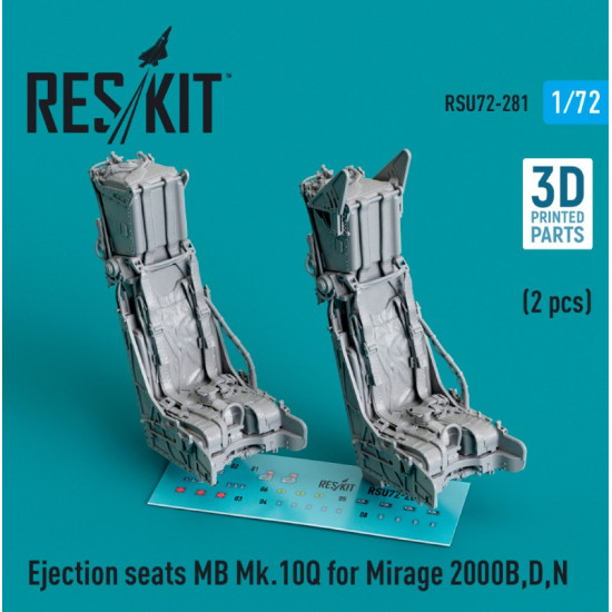 Reskit Rsu72-0281 1/72 Ejection Seats Mb Mk.10q For Mirage 2000b D N 2 Pcs 3d Printed