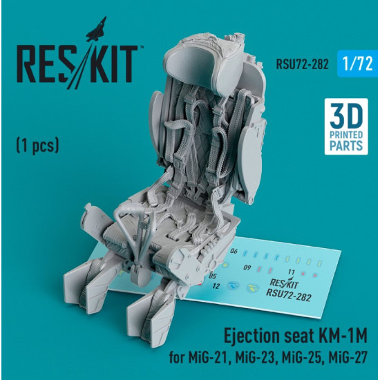 Reskit Rsu72-0282 1/72 Ejection Seat Km1m For Mig21 Mig23 Mig25 Mig27 1pcs 3d Printed