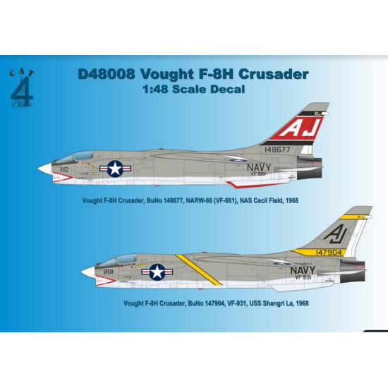 Cat4-d48008 1/48 Decal For Aircraft Vought F 8d Crusader