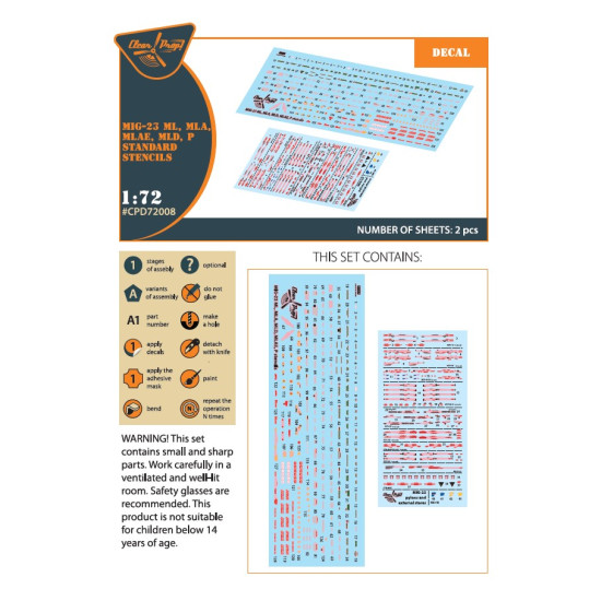 Clear Prop Cpd72008 1/72 Mig 23ml Mla Mld P Mlae Standard Stencils For Cp Kits And Other