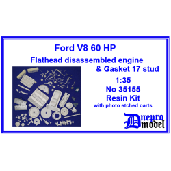 Dnepro Model 35155 1/35 Ford V8 60 Hp Flathead Disassembled Engine Gasket 17 Stud