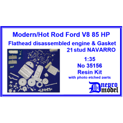 Dnepro Model 35156 1/35 Modern Hot Rod Ford V8 85hp Flathead Disassembled Engine Gasket 21 Stud Navarro