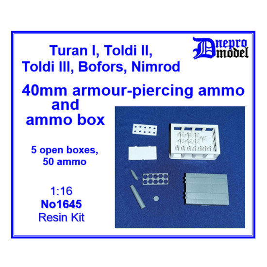 Dnepro Model 1645 1/16 Turan I Toldi Ii Toldi Iii Bofors Nimrod 40mm Armour Piercing Ammo Box Wwii