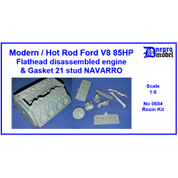 Dnepro Model 0604 1/6 Modern Hot Rod Ford V8 85hp Flathead Disassembled Engine Gasket 21 Stud Navarro