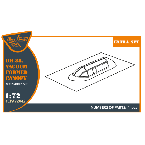 Clear Prop Cpa72042 1/72 Dh.88 Comet Vacuum Formed Canopy For Cp Kits