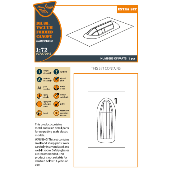 Clear Prop Cpa72042 1/72 Dh.88 Comet Vacuum Formed Canopy For Cp Kits