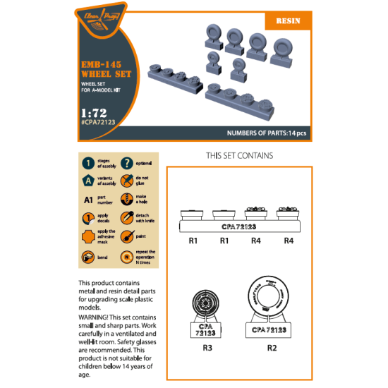 Clear Prop Cpa72123 1/72 Emb 145 Wheel Set For A Model Kits