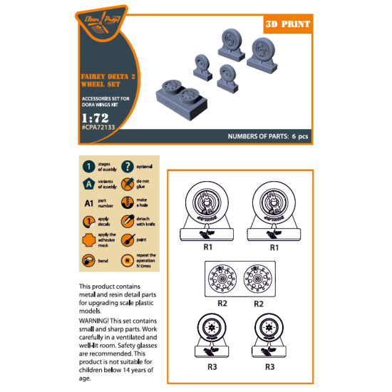 Clear Prop Cpa72133 1/72 Fairey Delta 2 Wheel Set For Dora Wings Kit