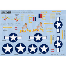 Kits World Kw148268 1/48 Decal For Consolidated B24d Liberator Hot Stuff Snafu