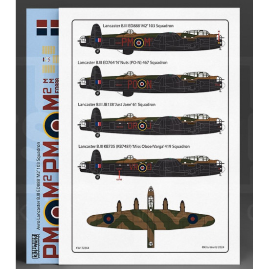 Kits World Kw172264 1/72 Avro Lancasters Of The Raaf Full Colour Decal