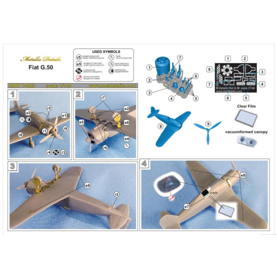 Metallic Details Mdr14423 1/144 Fiat G.50 Accessories Kit