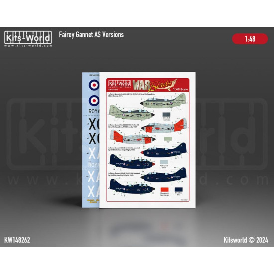 Kits World Kw148262 1/48 Decal For Fairey Gannet As Versions