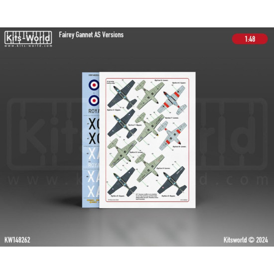 Kits World Kw148262 1/48 Decal For Fairey Gannet As Versions