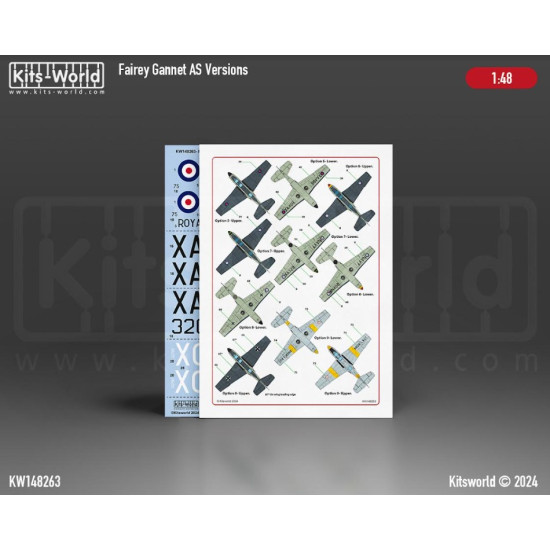 Kits World Kw148263 1/48 Decal For Fairey Gannet As Versions And Derivatives